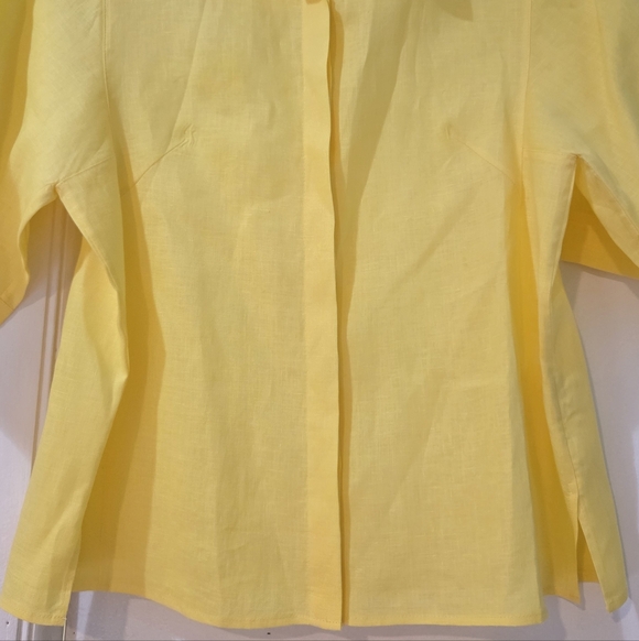 Women's Akris Boxy Linen Short Sleeve Yellow Blouse, Size 8 - Picture 9 of 12